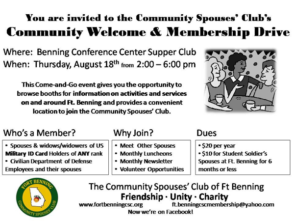 Community Spouses’ Club Welcome and Membership Drive