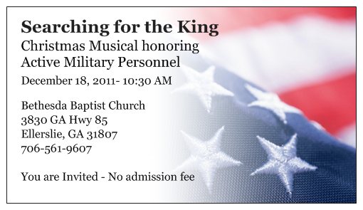Searching for the King – Christmas Musical Honoring the Military