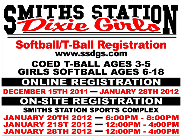 Smiths Station Dixie Girls Softball spring registration