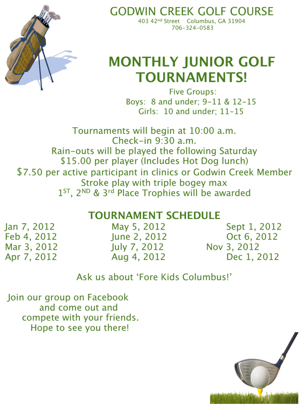 2012 Monthly Junior Golf Tournaments