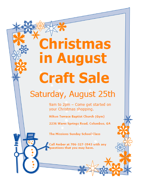 Christmas In August Craft Sale @ Hilton Terrace Baptist Church