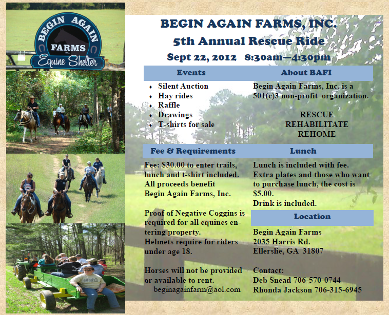 5th Annual Rescue Ride – Begin Again Farms, Inc.