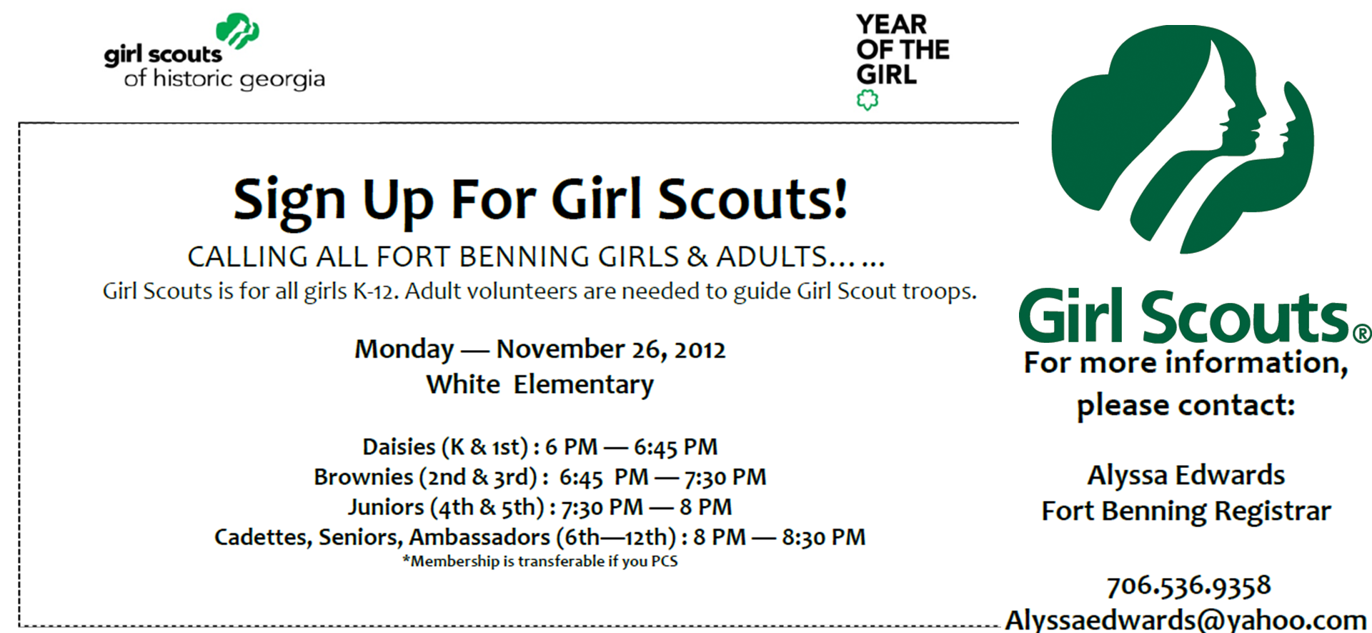Fort Benning Sign Up for Girl Scouts
