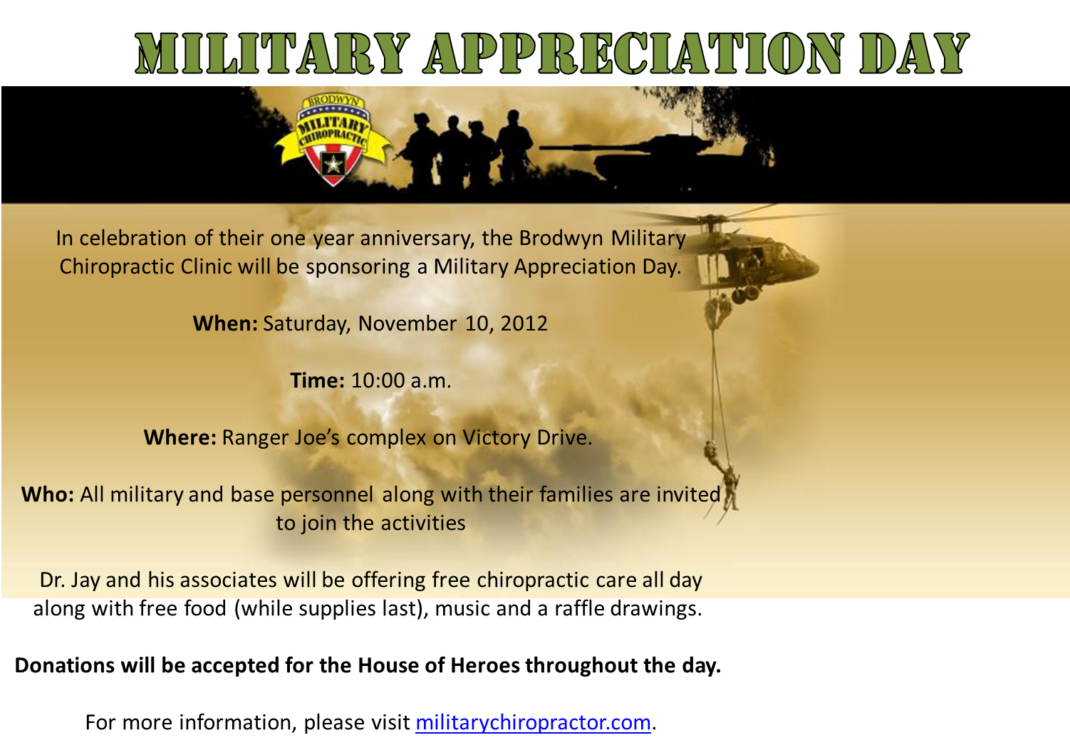 Military Appreciation Day – Brodwyn Military Chiropractic Clinic