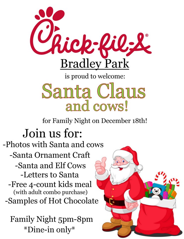 Santa Claus & Cows at Chick Fil-A Bradley Park