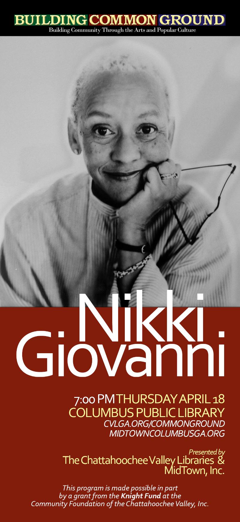 Building Common Ground Lecture Series: Community Inspired to Action Through Art w/ Nikki Giovanni