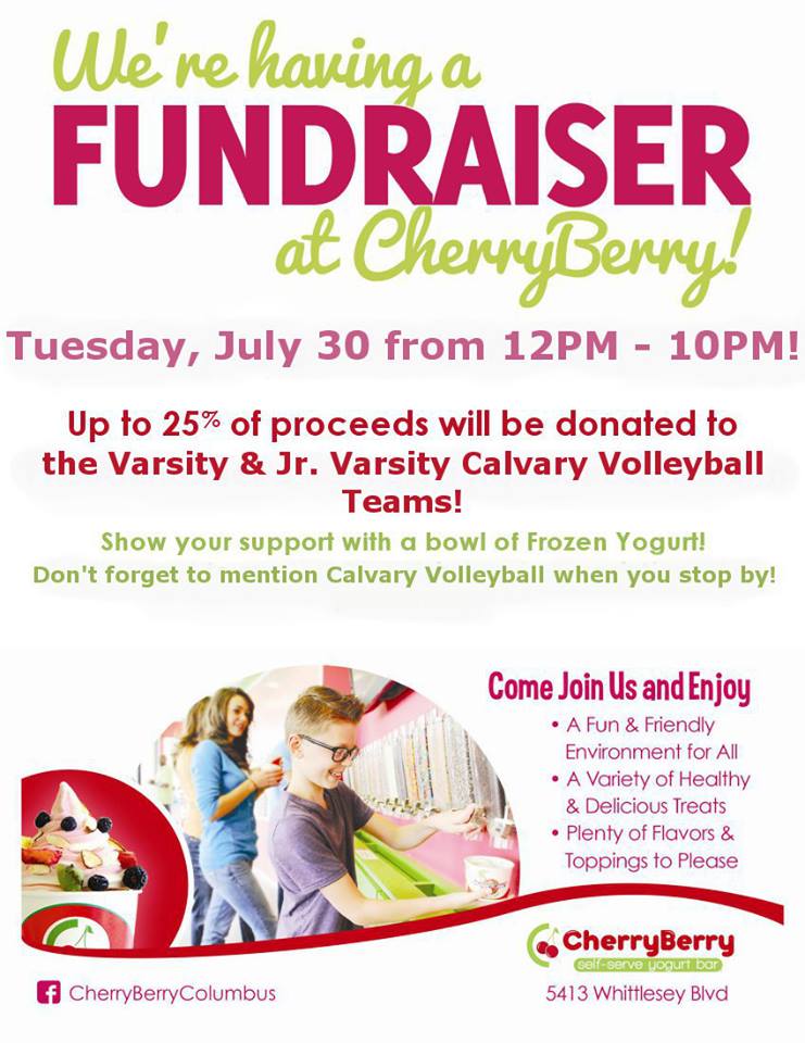 Calvary Christian Volleyball Fundraiser at CherryBerry Yogurt
