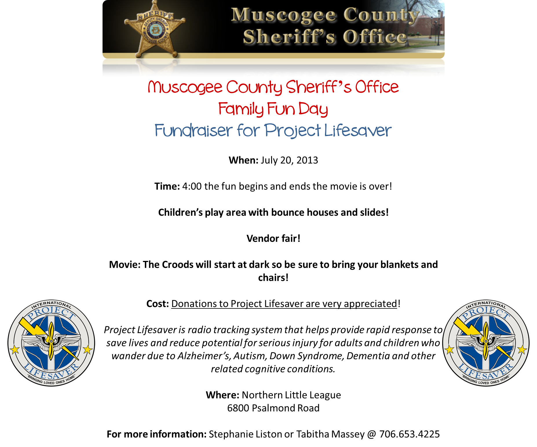 Muscogee Co. Sheriff’s Office Family Fun Day Benefiting Project Lifesaver