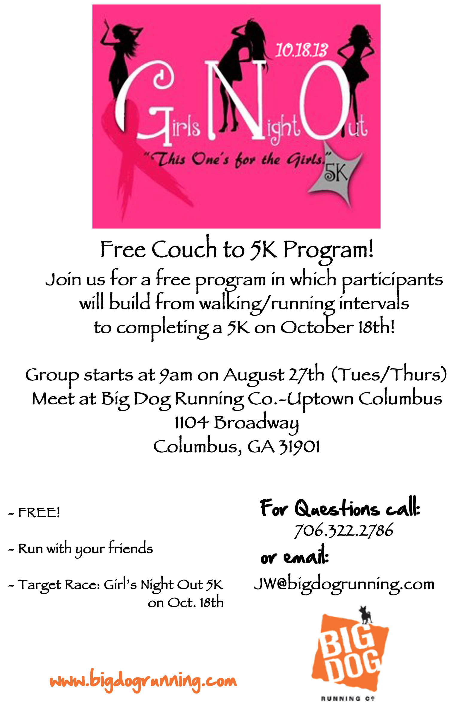 Free Couch to 5k Program at Big Dog Running Company