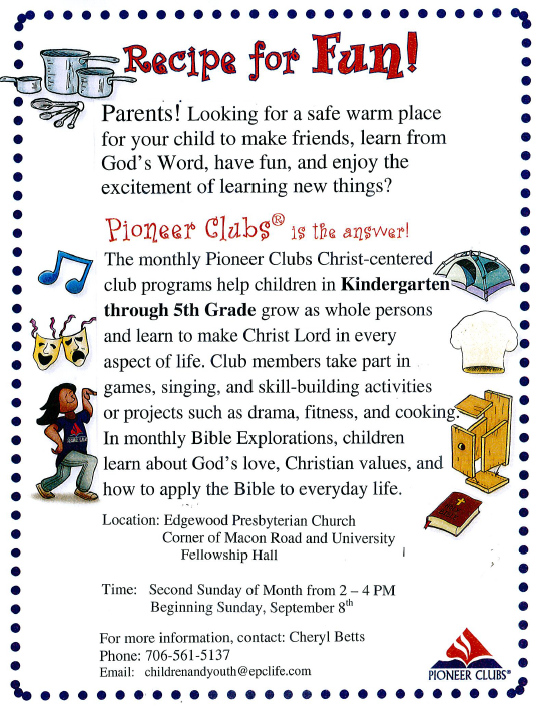 Children’s Pioneer Club at Edgewood Presbyterian