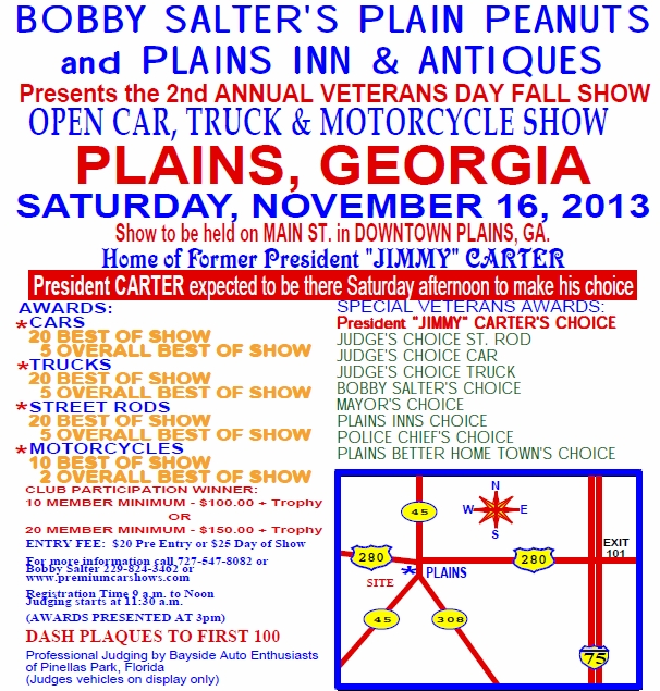2nd Annual Veterans Day Fall Open Car, Truck and Motorcycle Show (Plains, GA)