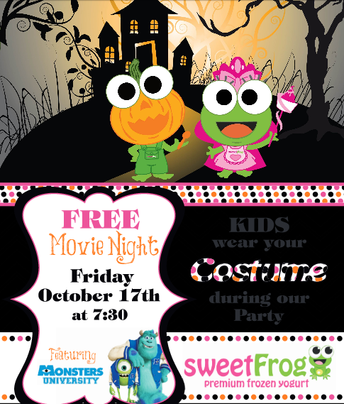 Hoppy Halloween Free Movie Night at Sweet Frog