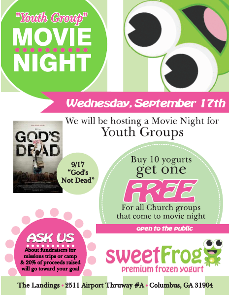 Sweet Frog “Youth Group” FREE Movie Night